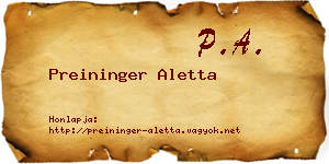 Preininger Aletta névjegykártya